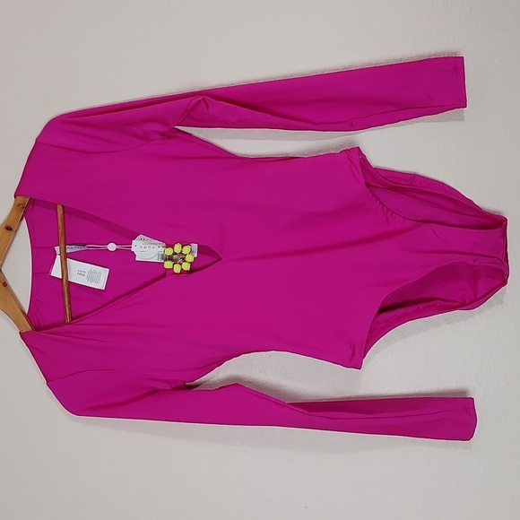 NEW Trina Turk Bijou Long sleeve Swimsuit in Orchid Size Medium - Picture 2 of 16